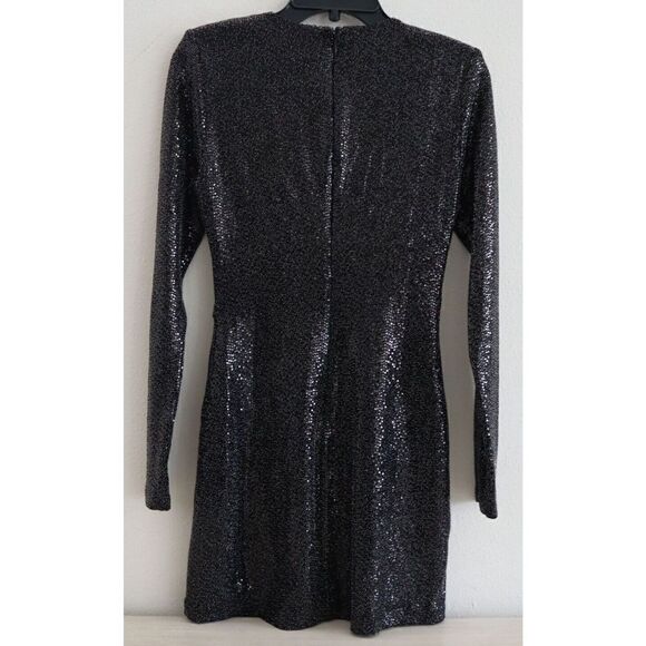 Ramy Brook A1022301 Women's Sz 2 Black Esme Sequin Long-Sleeve Mini Dress - Picture 2 of 12